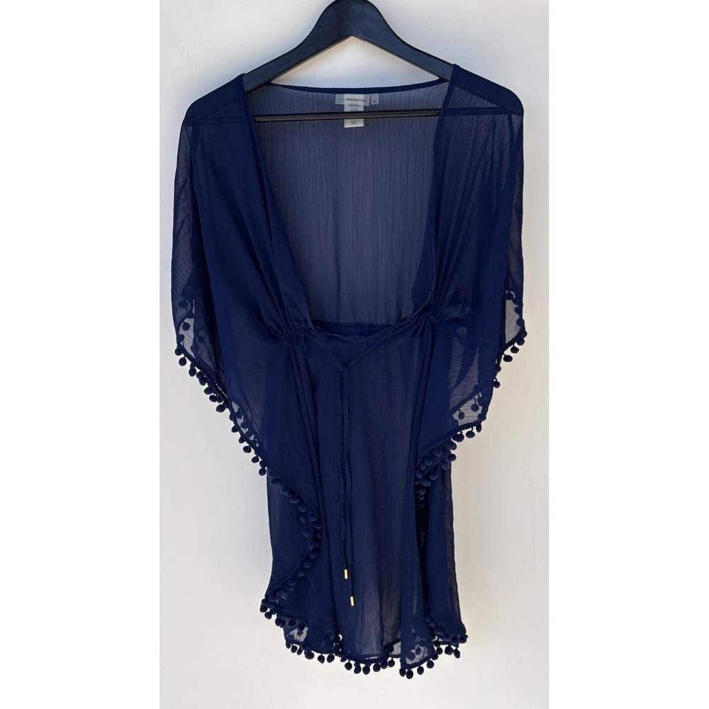 Beau Rod Beattie Blue Tassel Swimsuit Coverup Size S Boho Summer Sheer